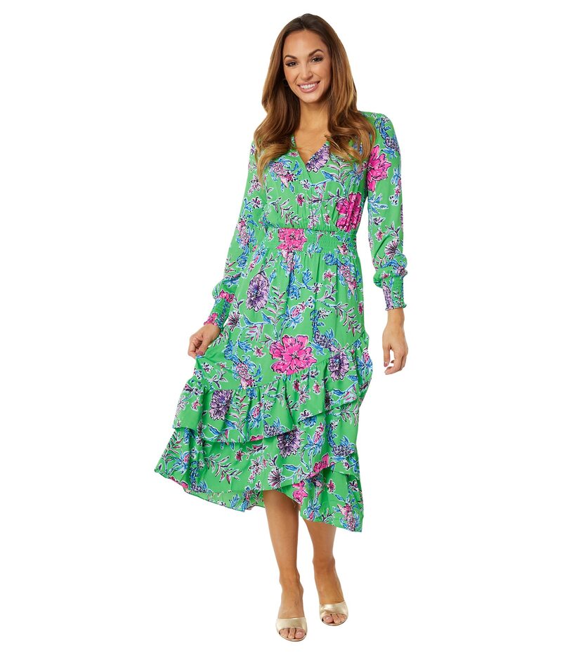 【送料無料】 リリーピュリッツァー レディース ワンピース トップス Cristiana Stretch Midi Dress Gecko Green Brewsters Blooms