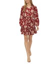 【送料無料】 セセ レディース ワンピース トップス Floral Long Sleeve Ruffled Dress Mulberry Red