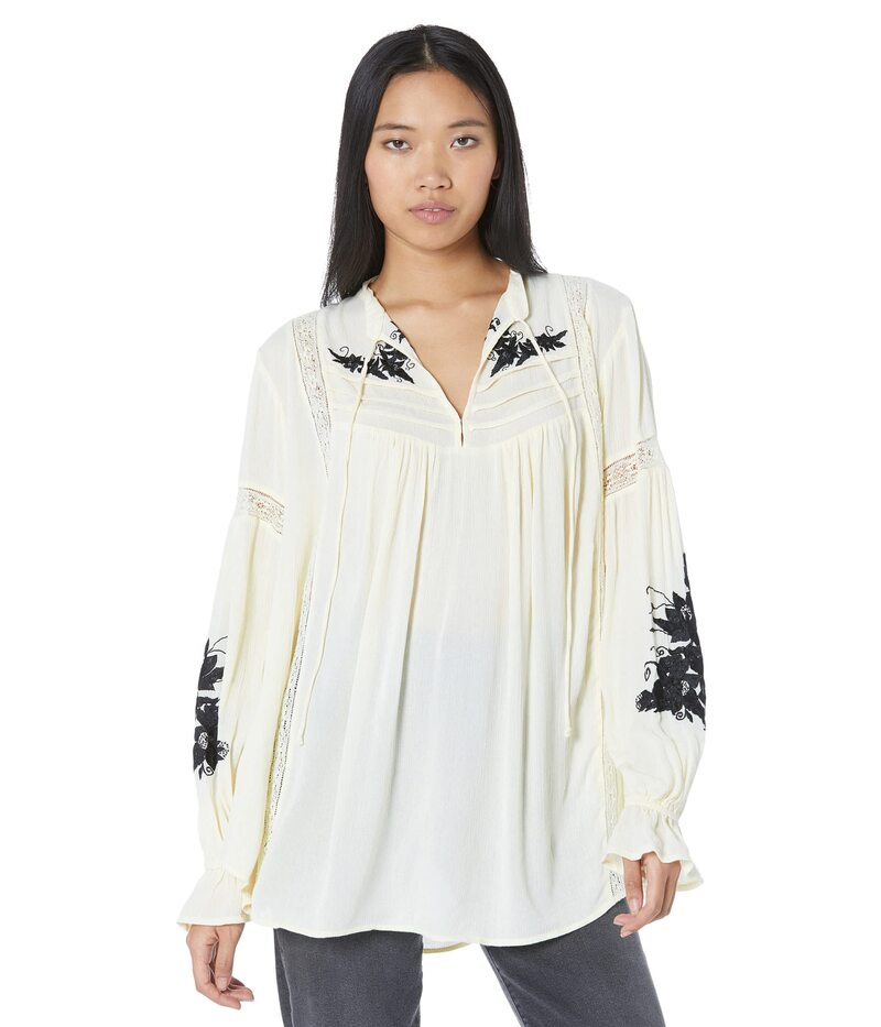 yz t[s[v fB[X Vc gbvX Tusalossa Embroidered Top Ivory Combo