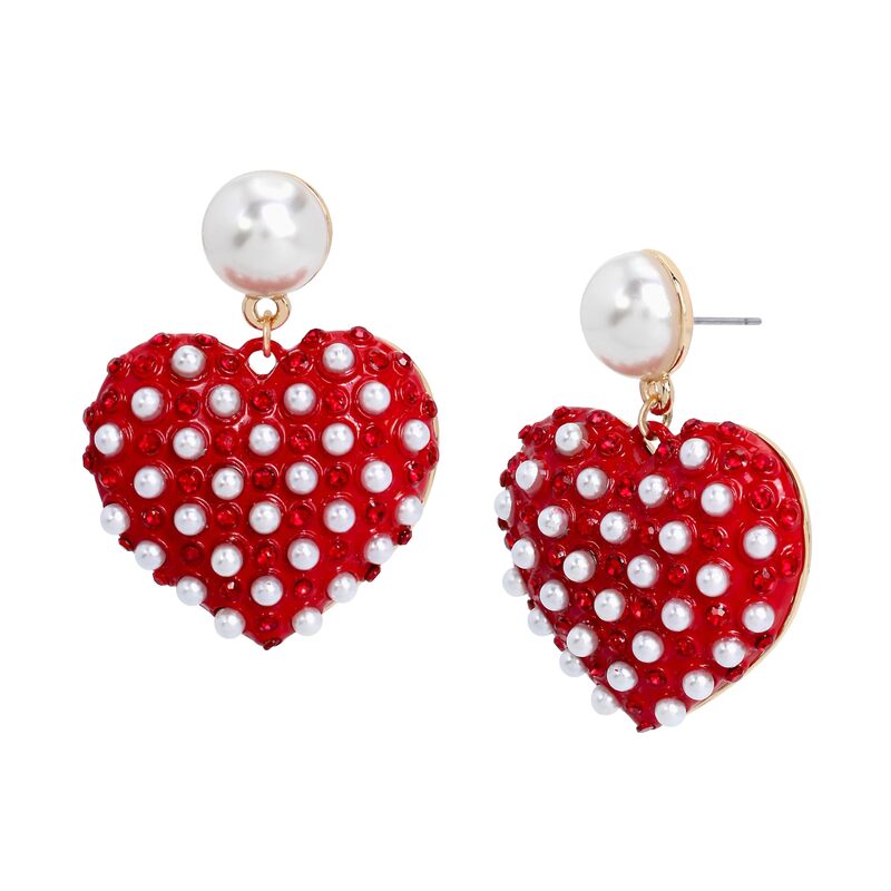 ̵ ٥åĥ󥽥 ǥ ԥ ꡼ Pearl Heart Drop Earrings Red/...