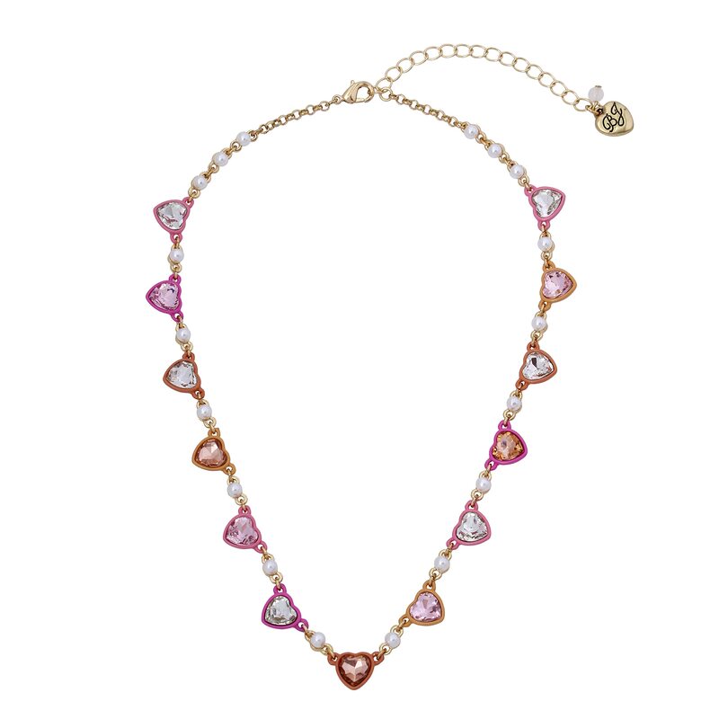 yz xbcBW\ fB[X lbNXE`[J[Ey_ggbv ANZT[ Stone Heart Collar Necklace Pink