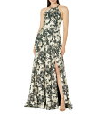  ベッツィアンドアダム レディース ワンピース トップス Long Foil Print Halter Gown with Wrap Skirt Green/Gold