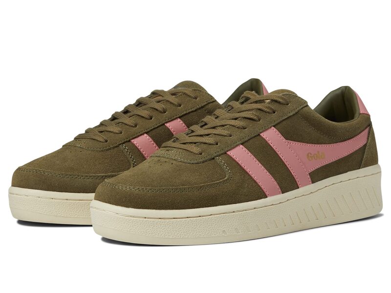 【送料無料】 ゴラ レディース スニーカー シューズ Grandslam Suede Khaki/Coral Pinkのサムネイル