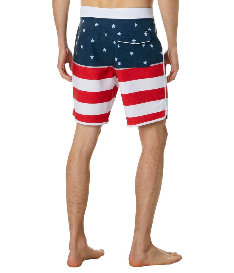 【送料無料】 オニール メンズ ハーフパンツ・ショーツ 水着 Hyperfreak Mysto Scallop Flag 19" Boardshorts Red/White/Blue