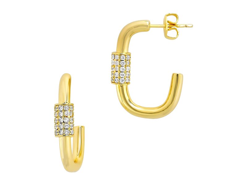 yz X^[OtH[Go[ fB[X sAXECO ANZT[ Oval Carabiner Hoops Earrings Gold