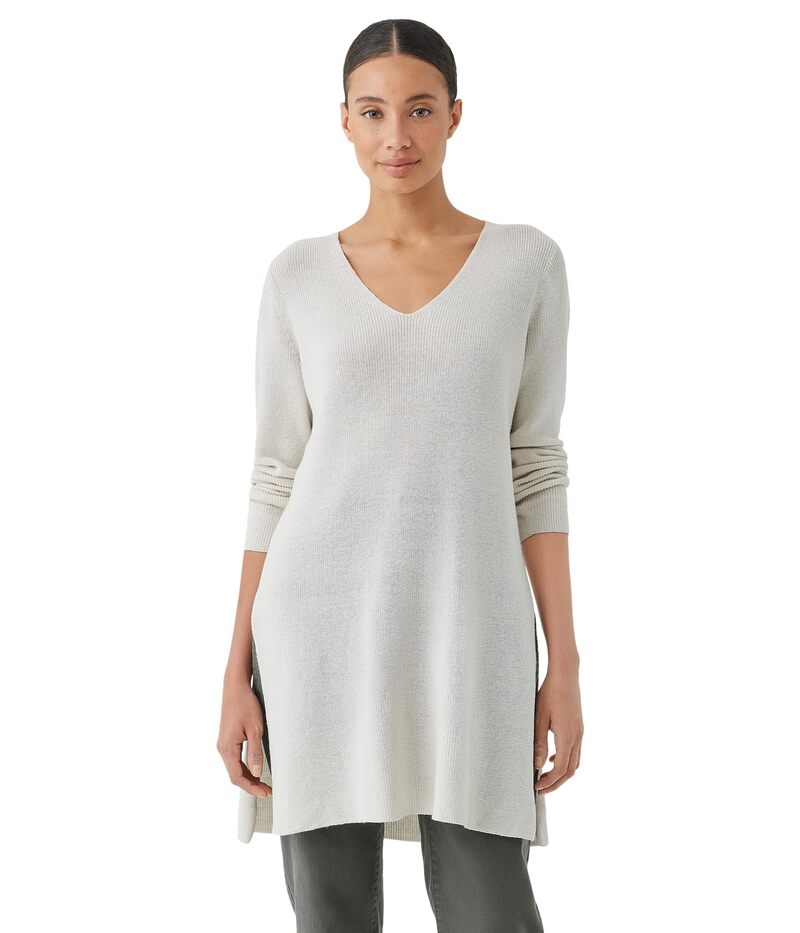 【送料無料】 エイリーンフィッシャー レディース シャツ トップス V-Neck Tunic Bone