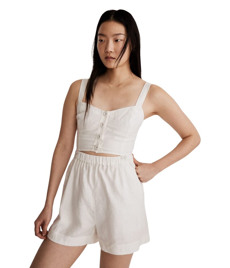 ̵ ᥤɥ ǥ ץ ȥåץ Modular Sleeveless Romper in 100% Linen Lighthouse