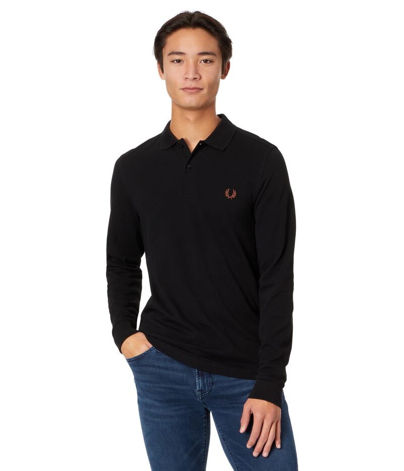 フレッドペリー 【送料無料】 フレッドペリー メンズ シャツ トップス Long Sleeve Plain Fred Perry Shirt Black/Whisky Brown