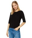 【送料無料】 ラメイド レディース シャツ トップス Santa Monica Mitered Back Elbow Length Tee Black