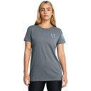 【送料無料】 アンダーアーマー レディース シャツ トップス New Freedom Banner T-Shirt Gravel/Carolina Blue