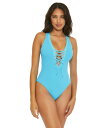 【送料無料】 ベッカ レディース 上下セット 水着 Modern Edge Gia Lace-Up Plunge One-Piece Crystal Seas