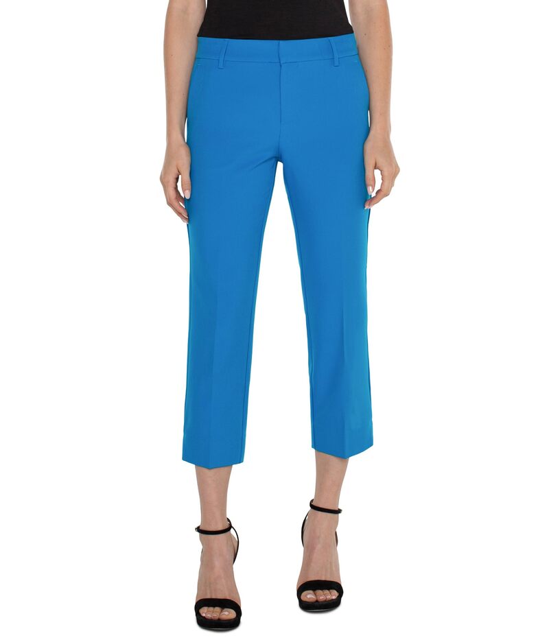 【送料無料】 リヴァプール ロサンゼルス レディース カジュアルパンツ ボトムス Kelsey Luxe Stretch Mid Rise Crop Trouser with Slit Diva Blue
