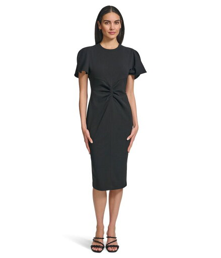 【送料無料】 カルバンクライン レディース ワンピース トップス Scuba Crepe Split Sleeve Sheath Black 【送料無料】 カルバンクライン レディース ワンピース トップス Scuba Crepe Split Sleeve Sheath Black