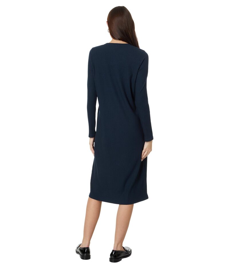 【送料無料】 エイリーンフィッシャー レディース ワンピース トップス Crew Neck Calf Length Dress Deep Adriatic