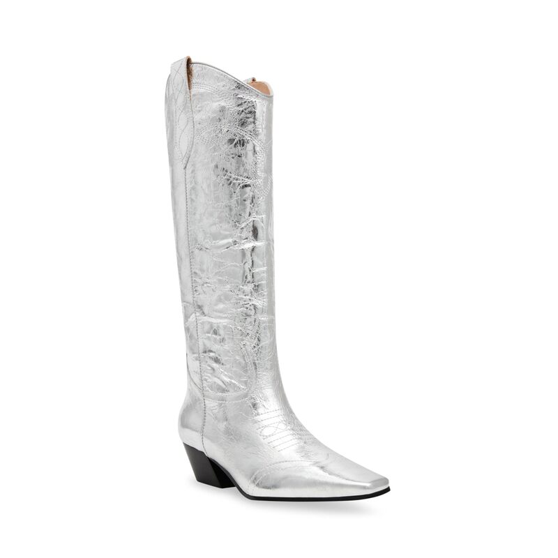スティーブ マデン レディース シューズ ブーツ・レインブーツ Steve Madden Dollie Silver Leather シルバー
