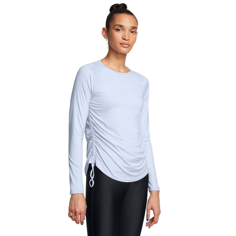 【送料無料】 アンダーアーマー レディース シャツ トップス Motion Long Sleeve Longline Crew Nimbus Blue/White