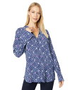 【送料無料】 ハットレイ レディース シャツ トップス Carmen Blouse - Fedora Ikat Blue