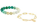 【送料無料】 ディーバークレイ レディース ブレスレット・バングル・アンクレット アクセサリー Green Quartz Ombre and Paperclip Chain Bracelet Stack Green(4)