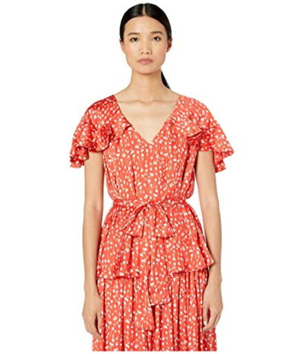【送料無料】 モニーク ルイリエ レディース ワンピース トップス Printed Top with Ruffled Sleeves Cayenne Multi 【送料無料】 モニーク ルイリエ レディース ワンピース トップス Printed Top with Ruffled Sleeves Cayenne Multi