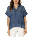 【送料無料】 リヴァプール ロサンゼルス レディース シャツ トップス Collared Camp Shirt with High-Low Hem Crensh...