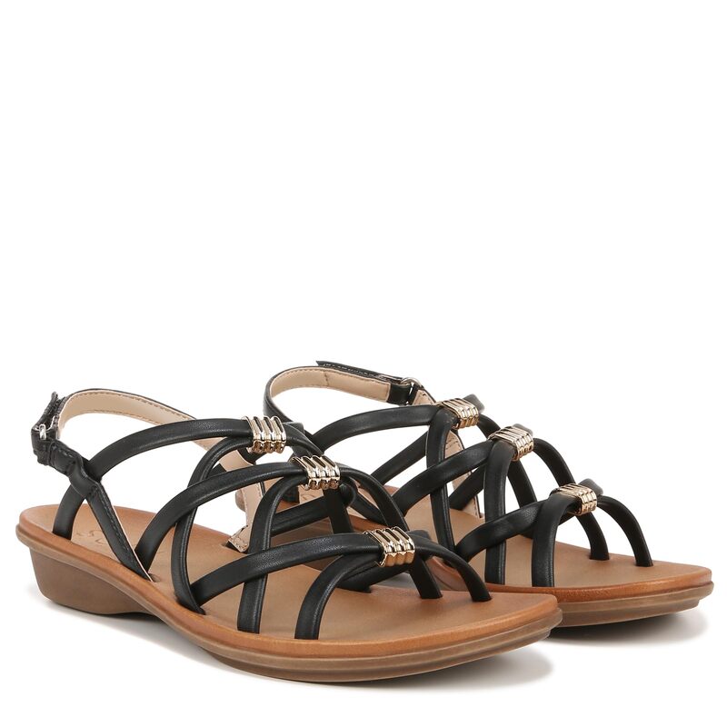ナチュライザー レディース シューズ サンダル SOUL Naturalizer - Sierra Black Smooth Faux Leather ブラック
