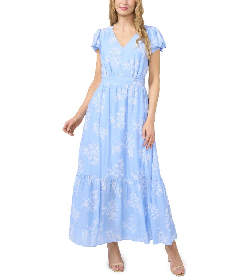 セセ レディース トップス ワンピース Vネック マキシワンピース マキシ CeCe V-Neck Flutter Sleeve Maxi Dress Waterfall