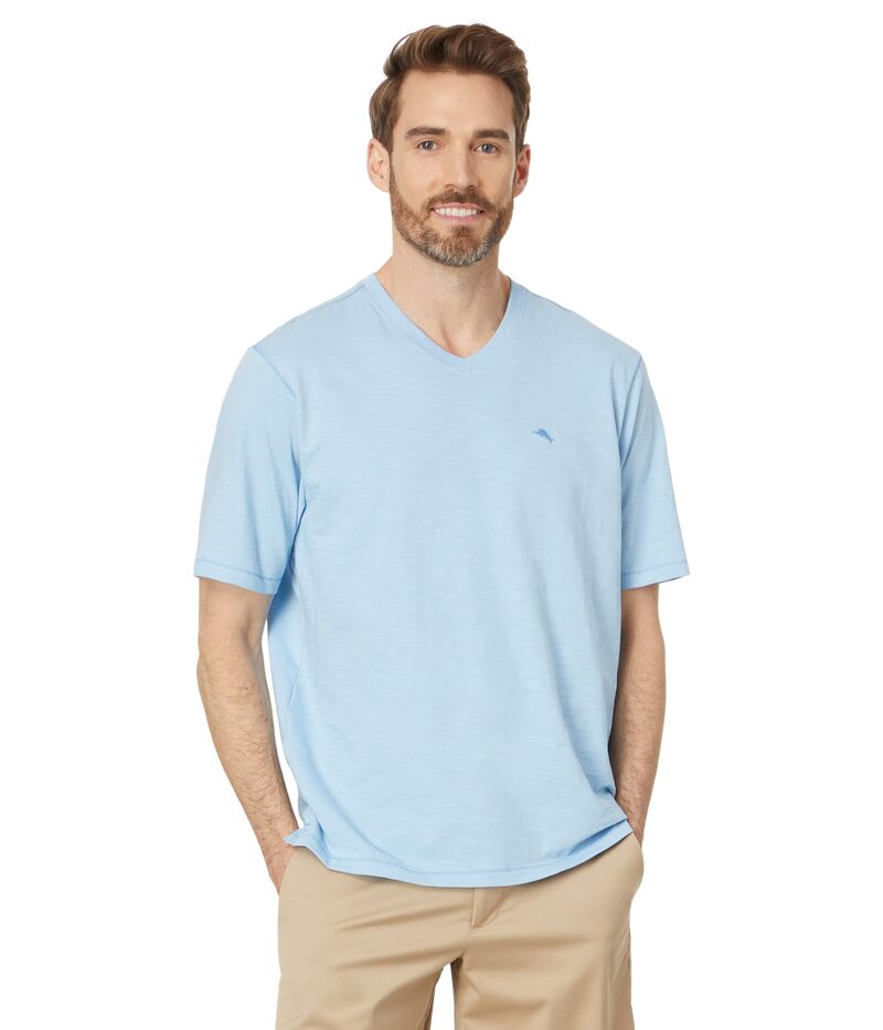 【送料無料】 トッミーバハマ メンズ シャツ トップス Bali Beach Vee Short Sleeve Chambray Blue