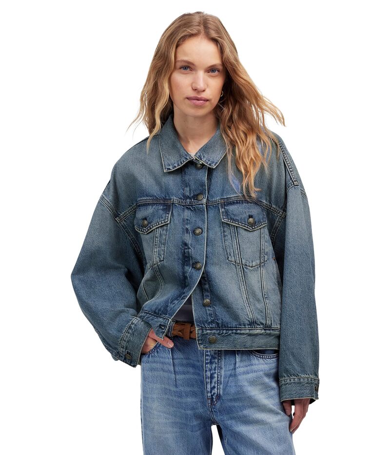 【送料無料】 メイドウェル レディース コート アウター Relaxed Cropped Denim Jacket In Billings Billings Wash