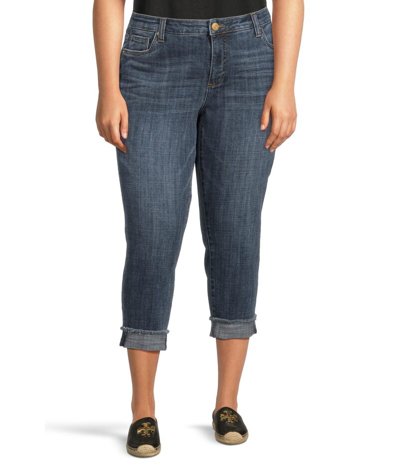 【送料無料】 カットフロムザクロス レディース デニムパンツ ボトムス Plus Size Amy Crop Straight Leg- Roll Up Fray Aesthetic W/Euro Base Wash