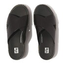 【送料無料】 フィットフロップ レディース ヒール シューズ Eloise Espadrille Leather Wedge Cross Slides Blac...