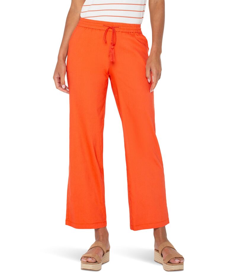 リヴァプール ロサンゼルス レディース ボトムス カジュアルパンツ ワイドレッグ Liverpool Los Angeles Mid-rise Pull-on Drawstring Waistband Wide Leg Pant Clementine