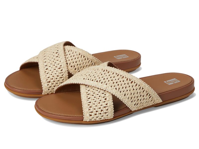 フィットフロップ レディース シューズ サンダル FitFlop Gracie Woven Cross Slides Deep Tan/Ivory アイボリー