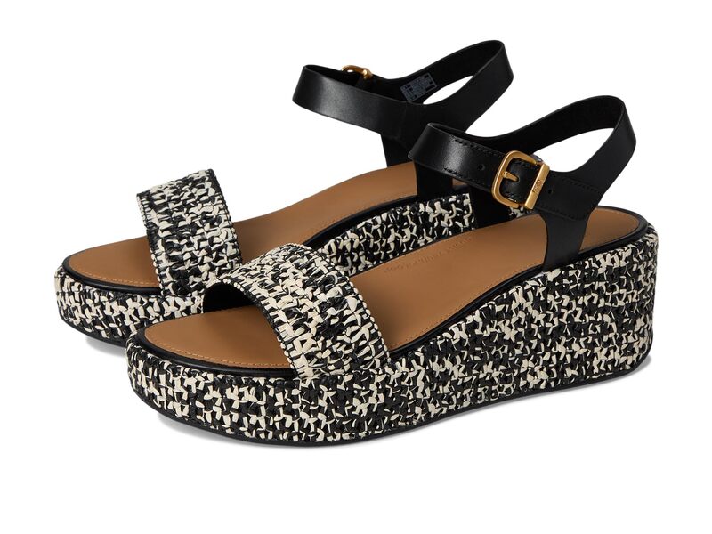 フィットフロップ レディース シューズ ヒール サンダル アンクル FitFlop Platfforms Woven Wedge Ankle-Strap Sandals Black/Ivory Mix アイボリー