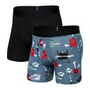 【送料無料】 サックスアンダーウェアー メンズ ボクサーパンツ アンダーウェア Droptemp Cooling Cotton Boxer Brief Fly 2-Pack Smokin' Hot/Black