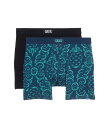 【送料無料】 サックスアンダーウェアー メンズ ボクサーパンツ アンダーウェア Vibe Xtra Super Soft Boxer Brief Fly 2-Pack Pineapple Brocade/Black