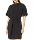 【送料無料】 ヴィンスカムート レディース ワンピース トップス Drop Shoulder Moch Neck Dress Rich Black