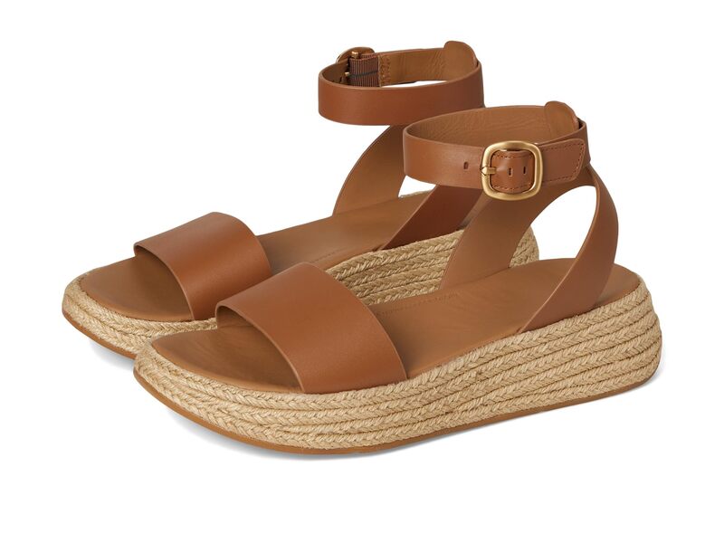 フィットフロップ レディース シューズ サンダル レザー FitFlop F-Mode Espadrille Leather Flatform A/Strap Sandals Deep Tan タン