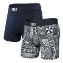 【送料無料】 サックスアンダーウェアー メンズ ボクサーパンツ アンダーウェア Vibe Boxer Brief 2-Pack Beachy Woodblocks/Navy