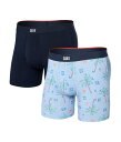 【送料無料】 サックスアンダーウェアー メンズ ボクサーパンツ アンダーウェア Vibe Xtra Super Soft Boxer Brief Fly 2-Pack Palmtastic/Navy