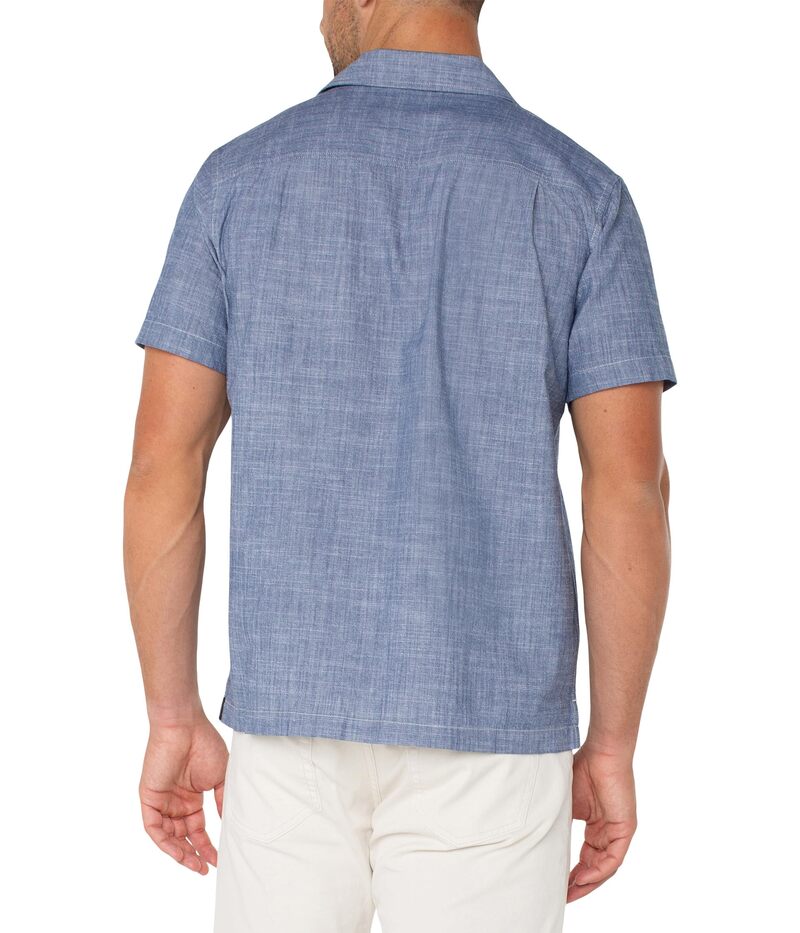 【送料無料】 リヴァプール ロサンゼルス メンズ シャツ トップス Short Sleeve Flap Pocket Button Up Shirt Chambray