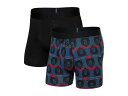 【送料無料】 サックスアンダーウェアー メンズ ボクサーパンツ アンダーウェア Droptemp Cooling Cotton Boxer Brief Fly 2-Pack Grizzly Stripe/Black