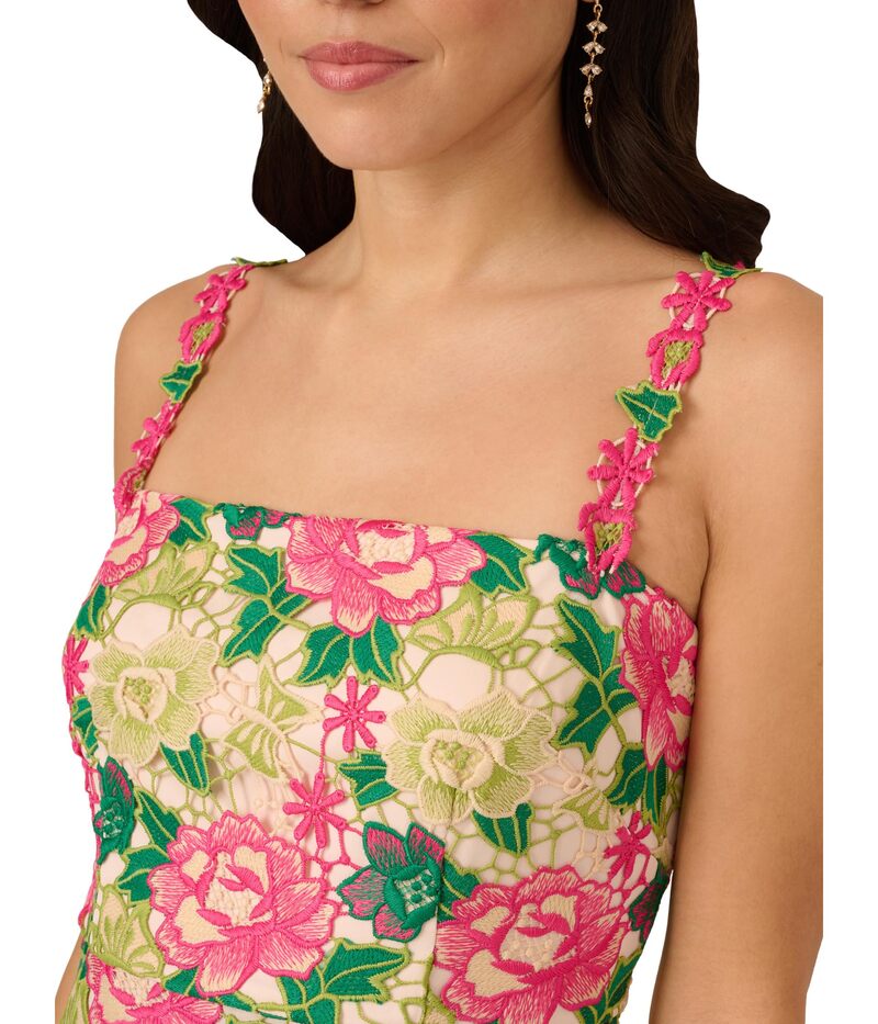 【送料無料】 アドリアナ パペル レディース ワンピース トップス Floral Embroidery Short Dress Pink/Green Multi