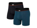 【送料無料】 サックスアンダーウェアー メンズ ボクサーパンツ アンダーウェア Non-Stop Stretch Cotton Boxer Brief Fly 2-Pack Hurricane/Black
