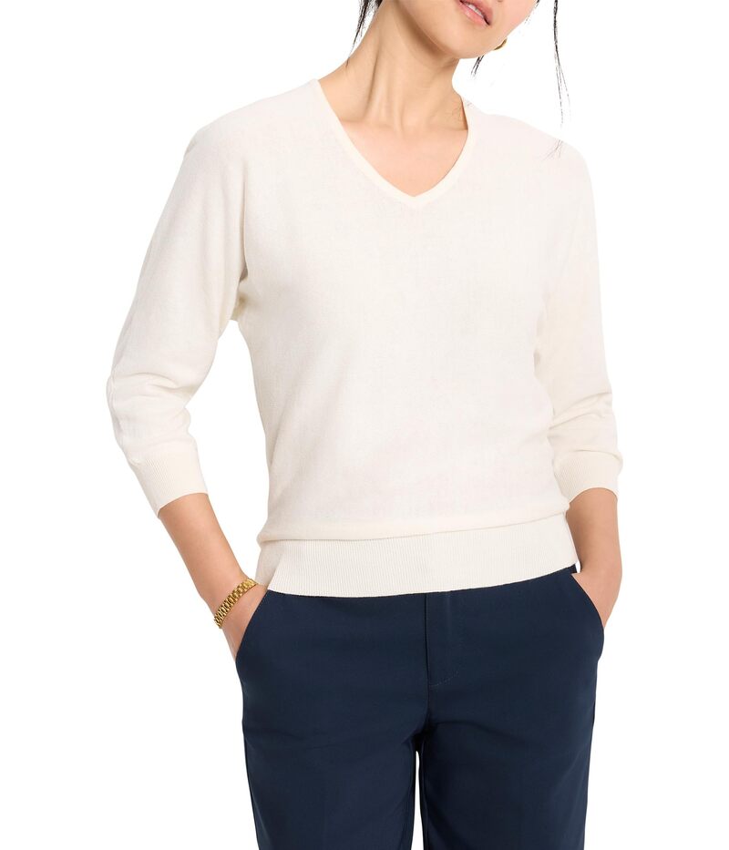 ニックプラスゾーイ レディース アウター ニット・セーター Vネック コットン NIC+ZOE Easy V-neck Pure Cotton Sweater Classic Cream クリーム