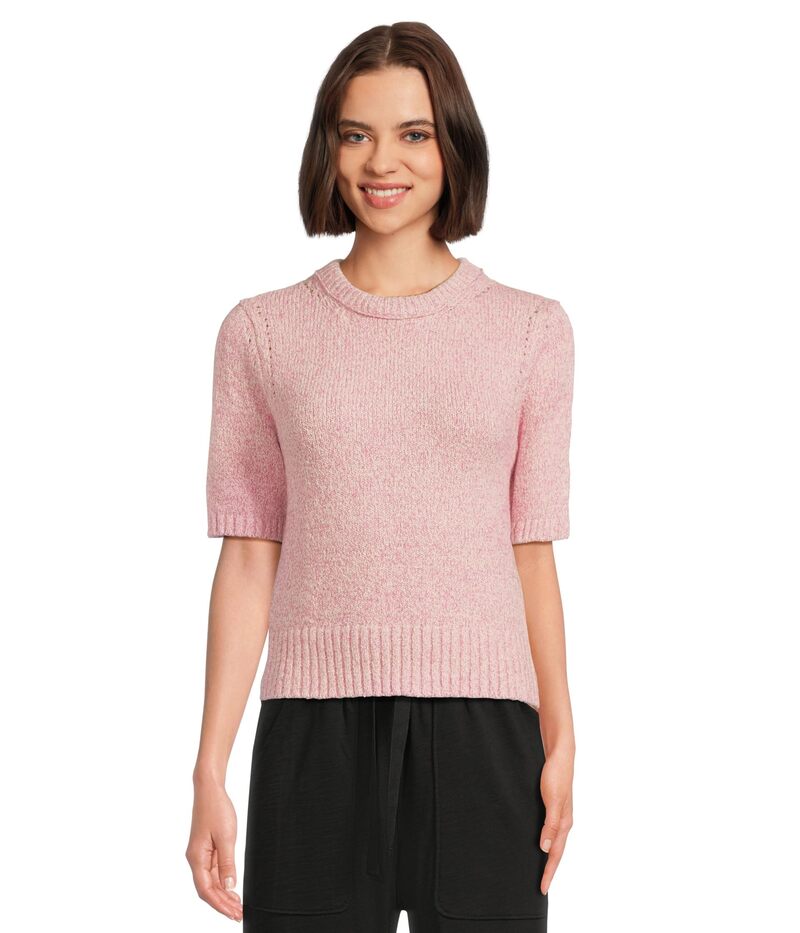 リラピー レディース アウター ニット・セーター Lilla P Short Sleeve Marled Pullover Rosebud Marl ..