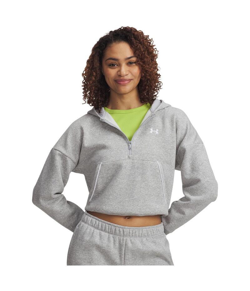 アンダーアーマー レディース アウター パーカー・スウェット フリース Under Armour Rival Fleece Piped 1/2 Zip Hoodie Mod Gray Light Heather/White ホワイト