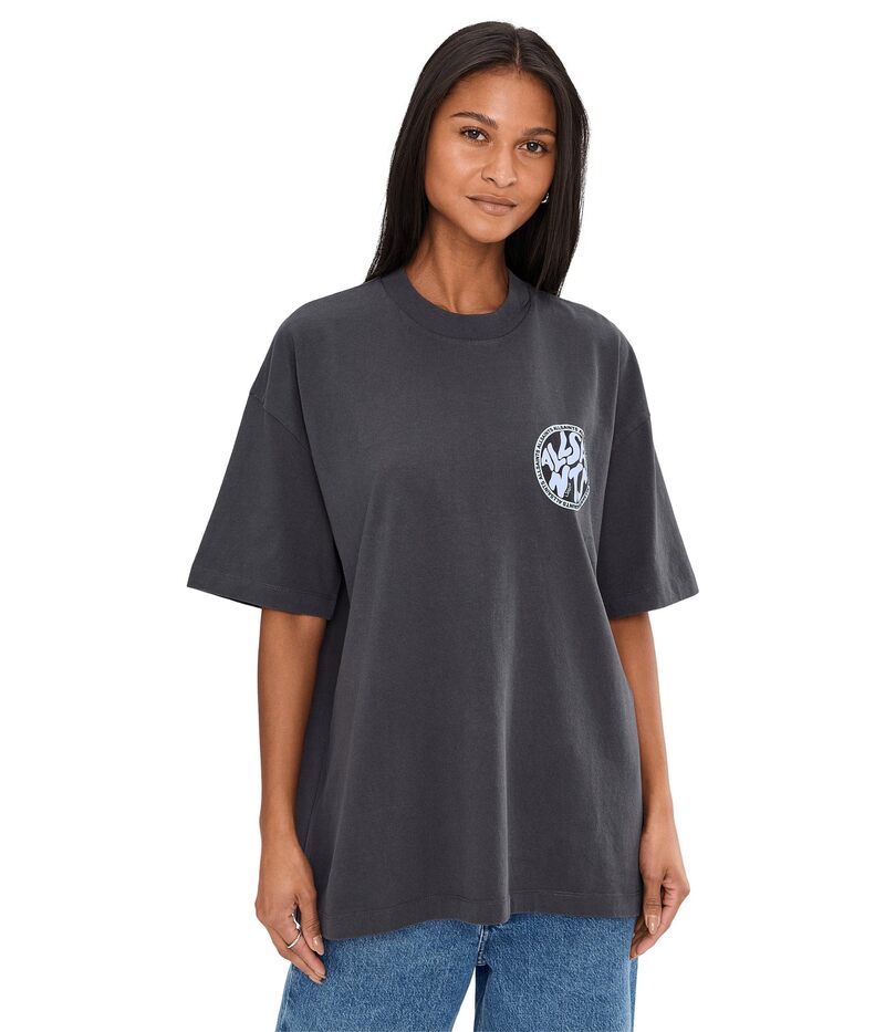 オールセインツ メンズ トップス シャツ AllSaints Distortion Short Sleeve Crew Washed Black/Blue ブラック