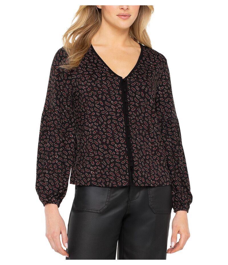 ReVida ŷԾŹ㤨֥ס 󥼥륹 ǥ ȥåץ  ˥å Liverpool Los Angeles Long Sleeve Button Front Knit Top Black Red Ditsy ֥åפβǤʤ22,980ߤˤʤޤ