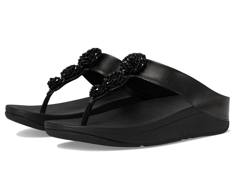フィットフロップ レディース シューズ ヒール サンダル トール FitFlop Fino Beadie-Button Metallic Toe-Post Sandals Metallic Black ブラック
