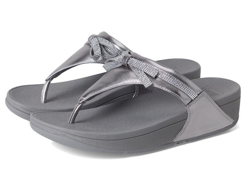 フィットフロップ レディース シューズ サンダル レザー FitFlop Lulu Glitz-bow Leather Toe-post Sandalsilvereen